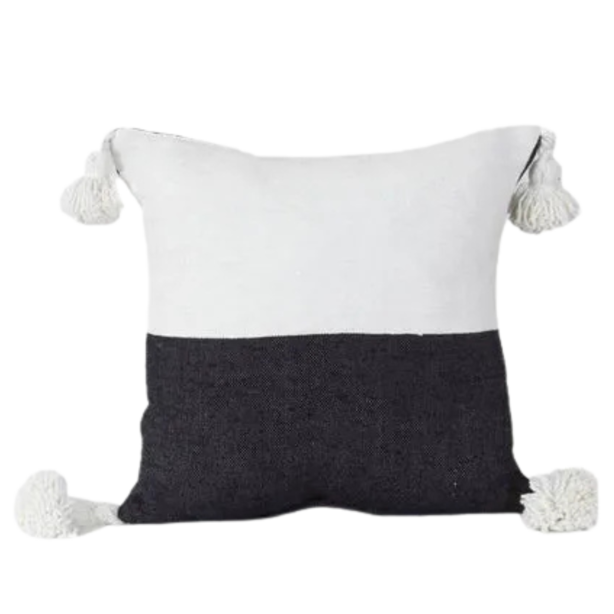 Moroccan Wool Pom-Pom Cushion Cover – White and Black