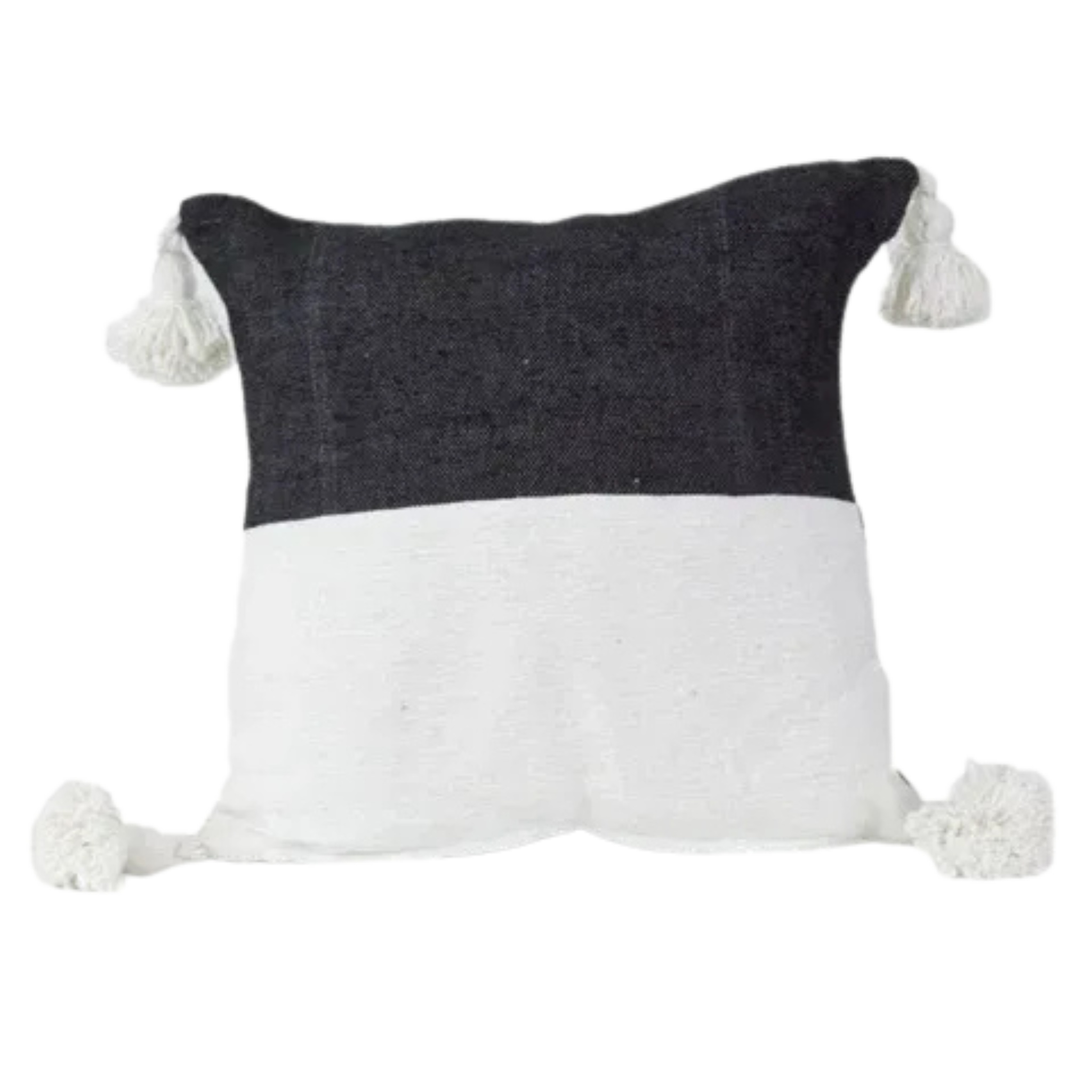 Moroccan Wool Pom-Pom Cushion Cover – White and Black