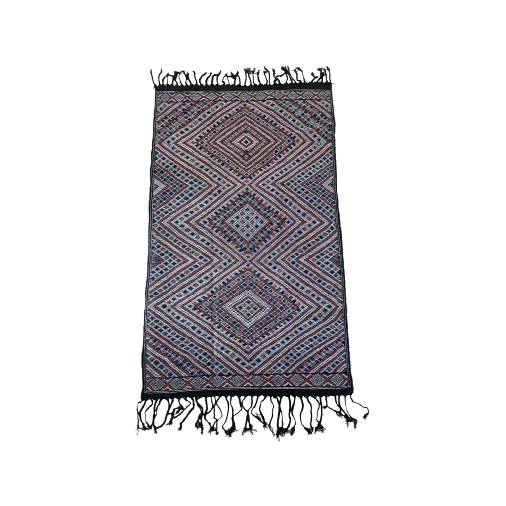 Moroccan Middle Atlas Wool Rug – 4’ x 6’6”, Dark Patterned Design