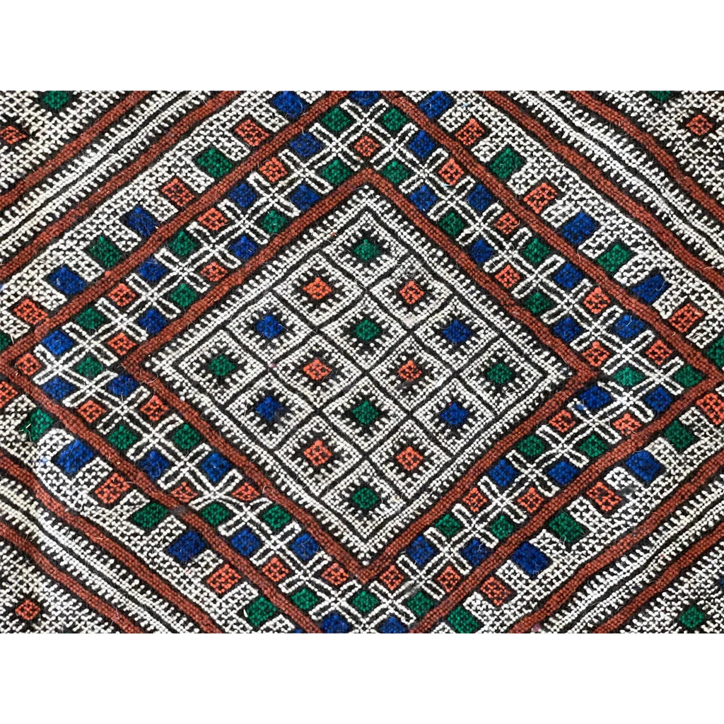 Moroccan Middle Atlas Wool Rug – 4’ x 6’6”, Dark Patterned Design