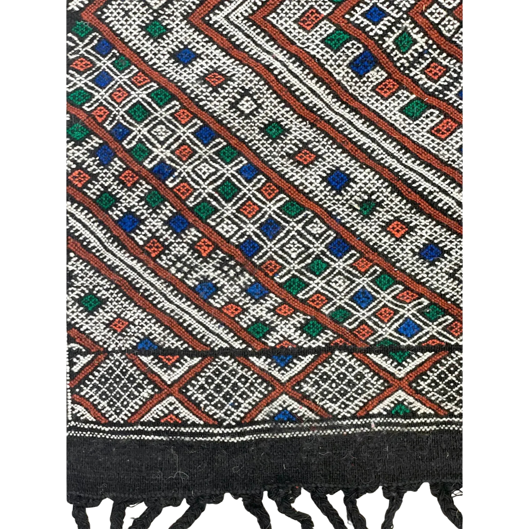 Moroccan Middle Atlas Wool Rug – 4’ x 6’6”, Dark Patterned Design