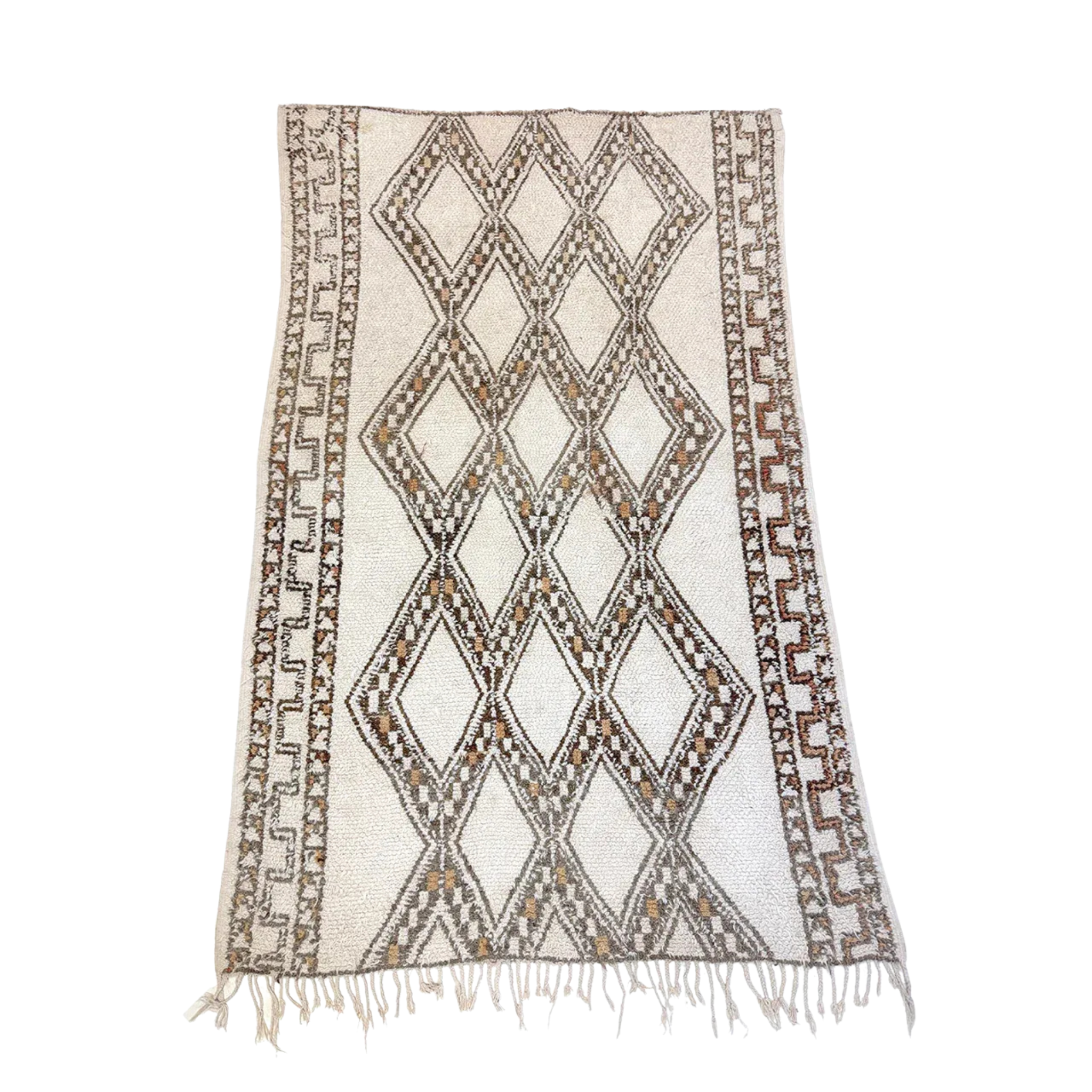 Vintage Handwoven Beni Ourain Wool Rug, Naturally Dyed – 5'3" x 8'1"