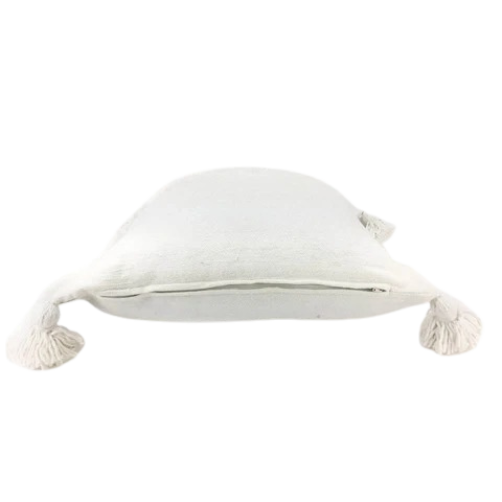 Moroccan Hand-Loomed Pom-Pom Pillow Cover – 24” x 24” White Euro Sham