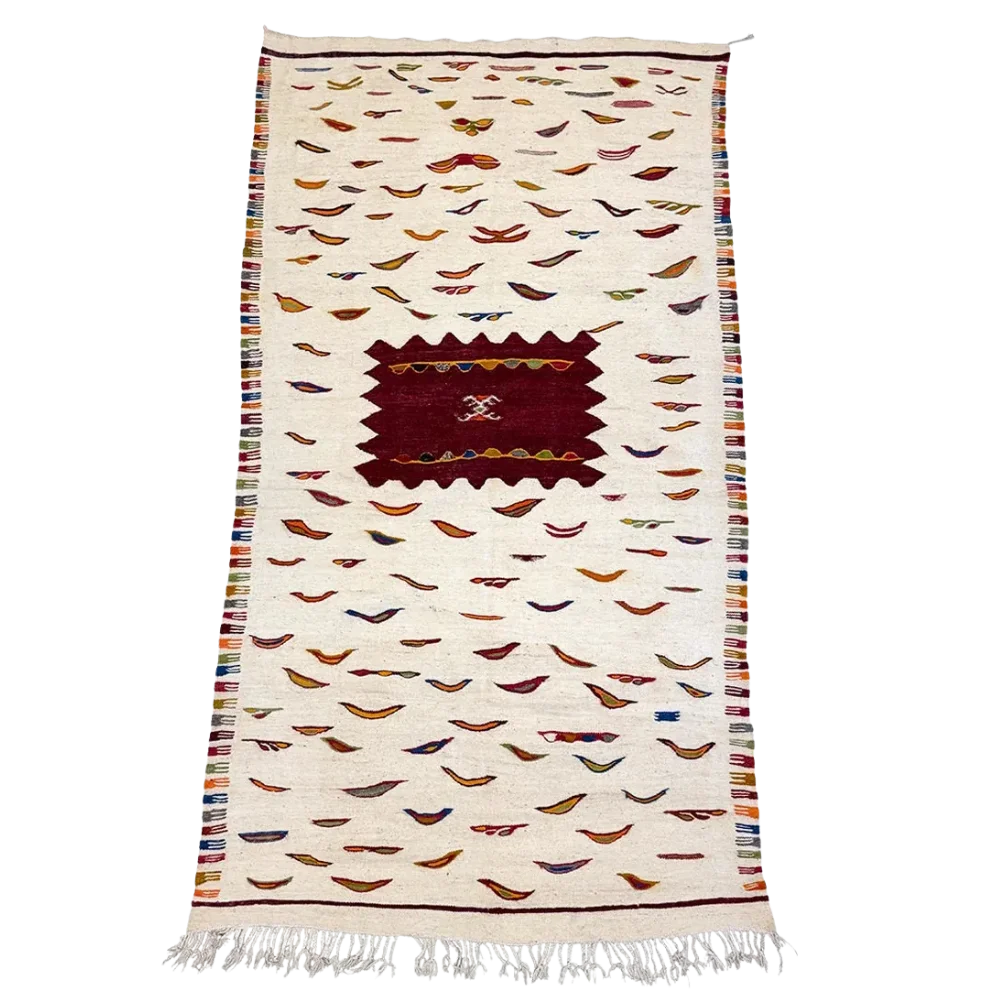 Small Moroccan Kharita Wool Rug – Flatweave, 3’5″ x 6’2″