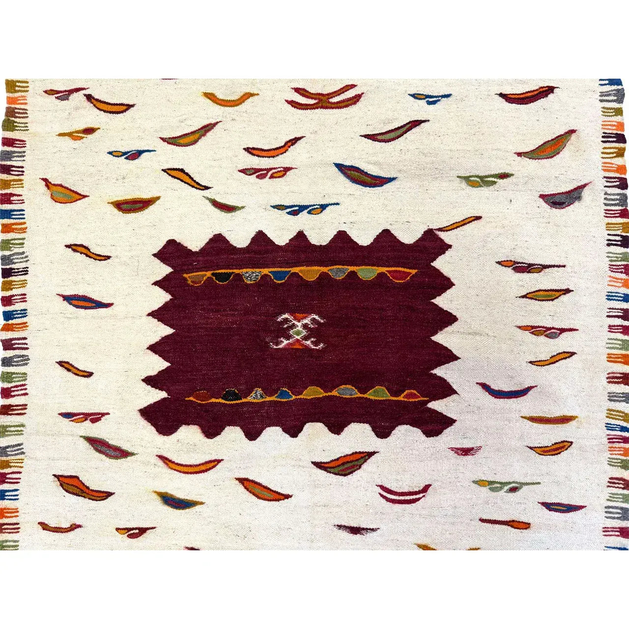 Small Moroccan Kharita Wool Rug – Flatweave, 3’5″ x 6’2″