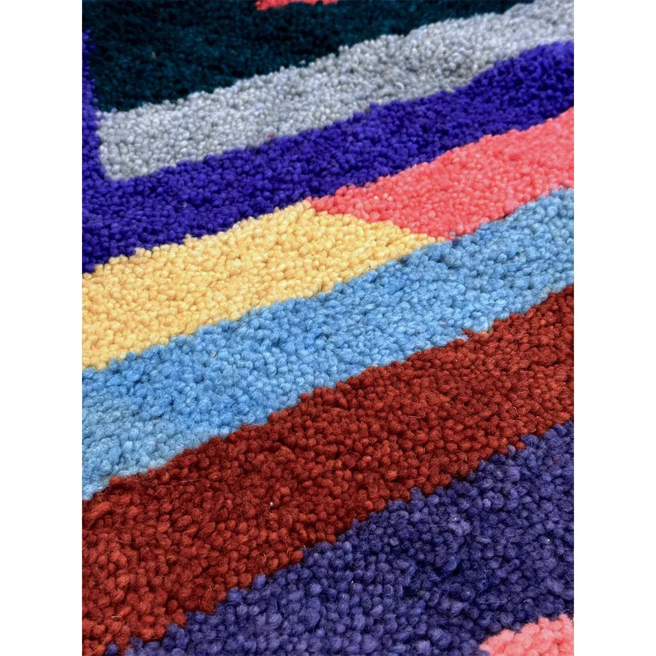 Small Color-Block Moroccan Wool Rug – Modern Low Pile, 2’10” x 5’2″