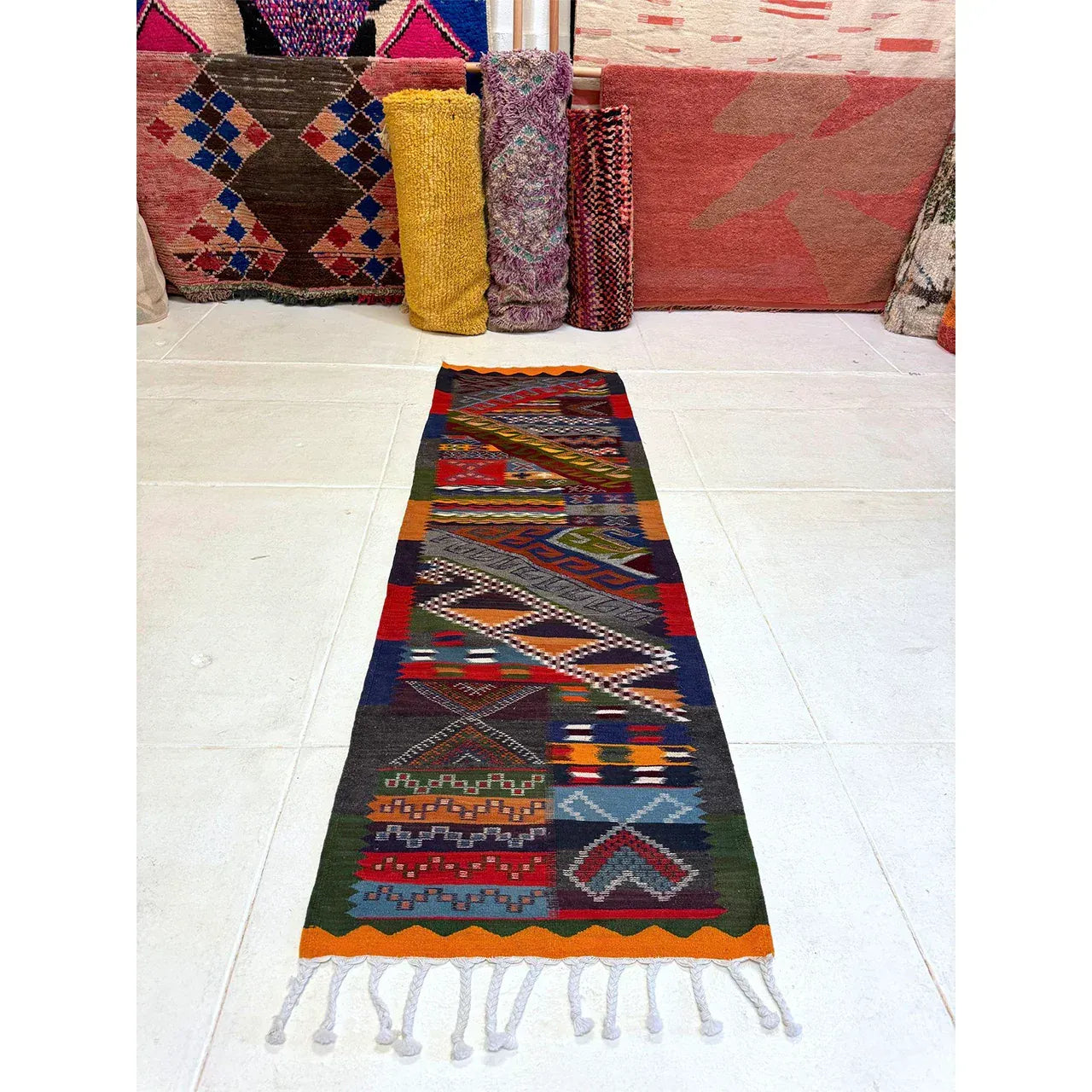 Colorful Kharita Moroccan Runner – Wool, 2’3″ x 7’2″