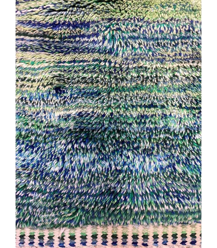 Moroccan Beni Mrirt Wool Rug, 7 ft 5 in × 10 ft 2 in Seafoam Green, Mint & Blue - Cooperative Atma