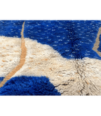Moroccan Beni Mrirt Wool Rug – 7 ft 6 in × 10 ft 2 in, Blue & White - Cooperative Atma