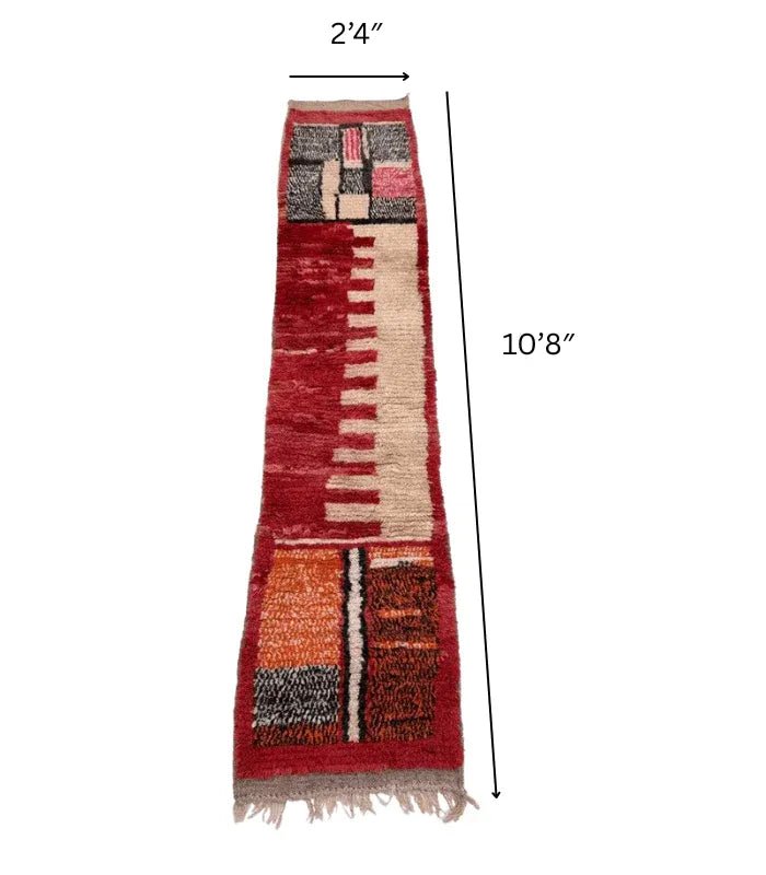 Moroccan Boujaad Wool Runner – 2 ft 4 in × 10 ft 8 in, Multi - color - Cooperative Atma