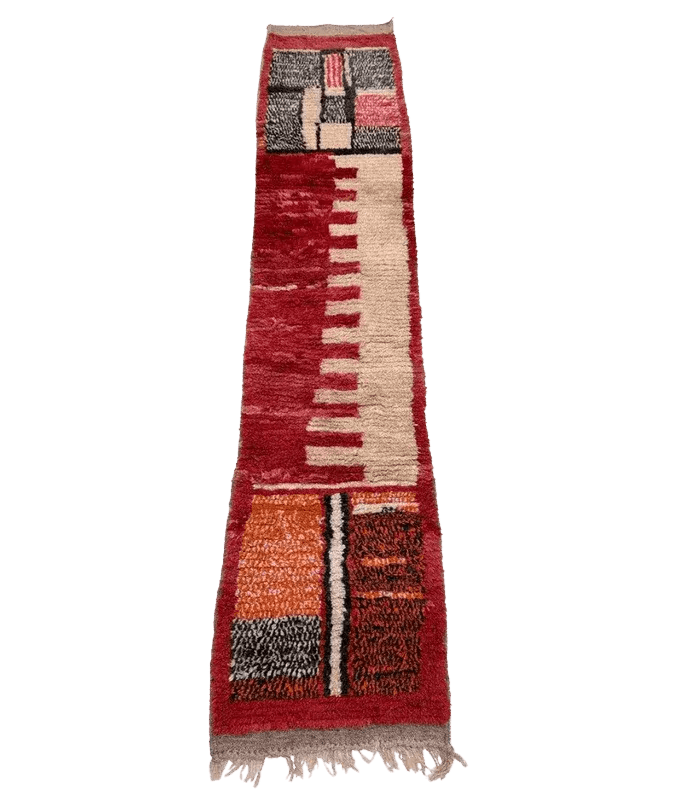 Moroccan Boujaad Wool Runner – 2 ft 4 in × 10 ft 8 in, Multi - color - Cooperative Atma