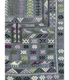 Moroccan Boujad Flatweave Wool Rug, 4 ft 1 in × 5 ft 11 in Blue, Purple & Green - Cooperative Atma