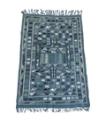 Moroccan Boujad Flatweave Wool Rug, 4 ft 1 in × 5 ft 11 in Blue, Purple & Green - Cooperative Atma