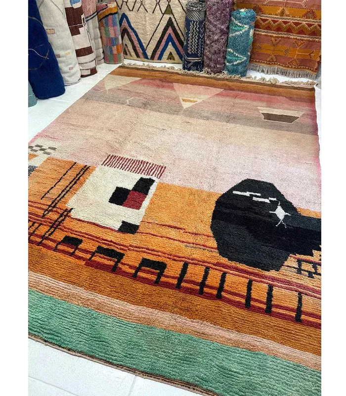 Moroccan Boujad Wool Rug, 9 ft 5 in × 12 ft 10 in Multi - color - Cooperative Atma