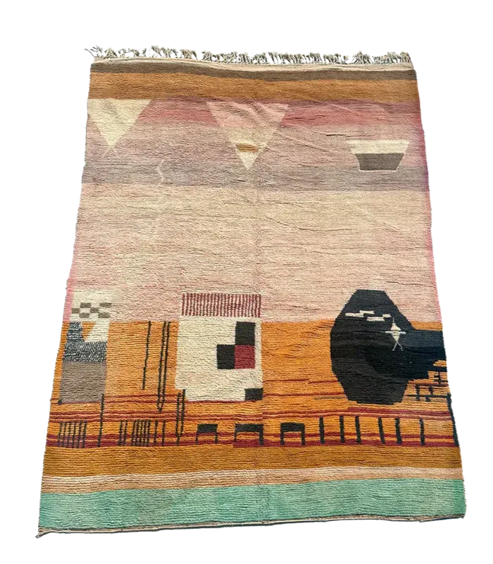 Moroccan Boujad Wool Rug, 9 ft 5 in × 12 ft 10 in Multi - color - Cooperative Atma