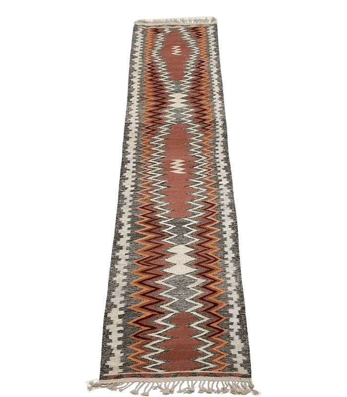 Moroccan Flatweave Wool Runner – 2 ft 6 in × 13 ft 10 in, Multi - color - Cooperative Atma