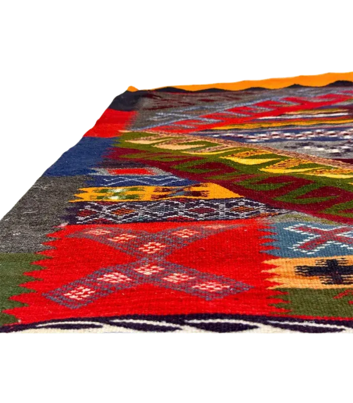 Moroccan Kharita wool Runner – 2 ft 3 in × 7 ft 2 in, Multi - color - Cooperative Atma