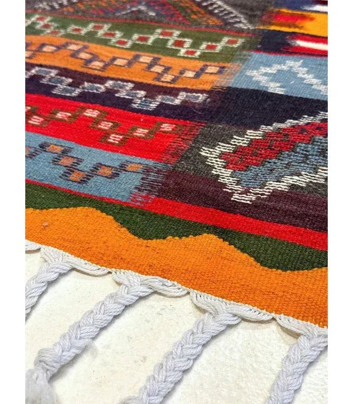 Moroccan Kharita wool Runner – 2 ft 3 in × 7 ft 2 in, Multi - color - Cooperative Atma