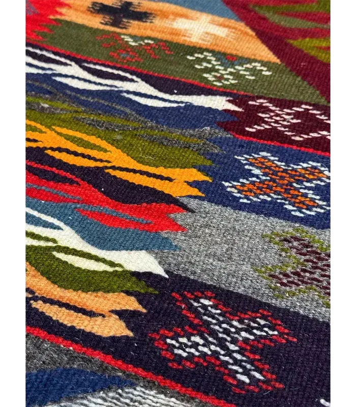Moroccan Kharita wool Runner – 2 ft 3 in × 7 ft 2 in, Multi - color - Cooperative Atma