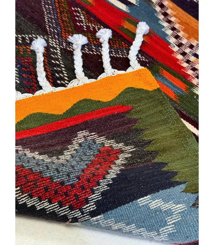 Moroccan Kharita wool Runner – 2 ft 3 in × 7 ft 2 in, Multi - color - Cooperative Atma